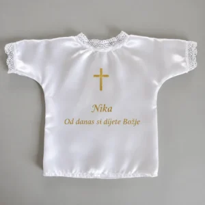 Personalizirana bijela krsna košuljiica sa zlatnim motivima
