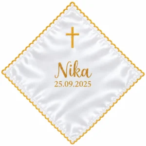 Personalizirana maramica za krštenje sa zlatnim motivima